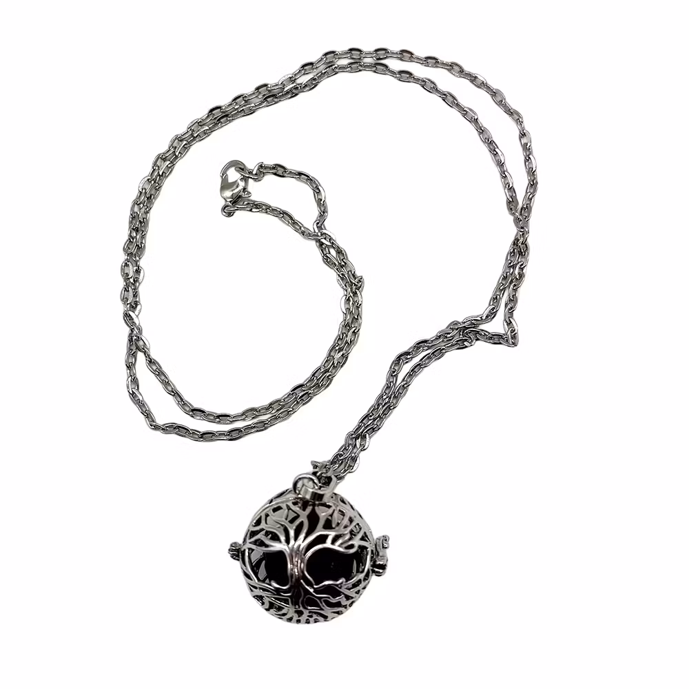 Aromahalsband Livets träd med lavasten, 24mm