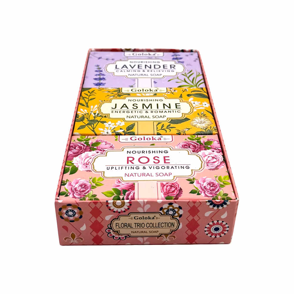 3-pack Handtvål, Floral Trio, Goloka Presentförpackning