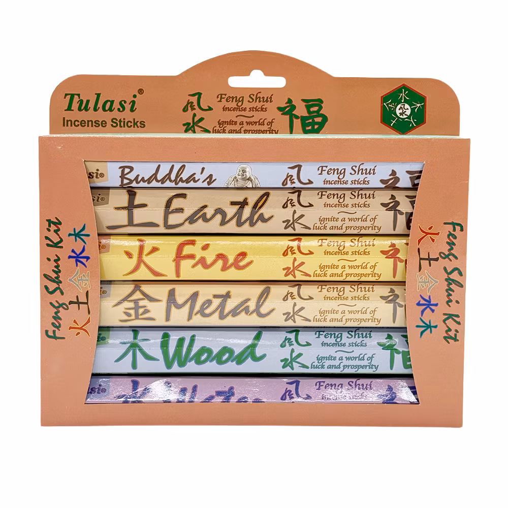 Feng Shui Presentförpackning, 6-pack Rökelse Hex, Tulasi
