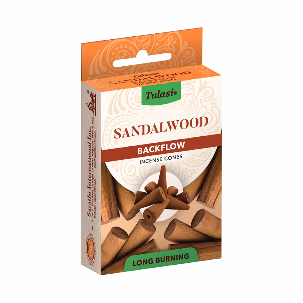 Sandalwood, Sandelträ, Backflow rökelse, Tulasi