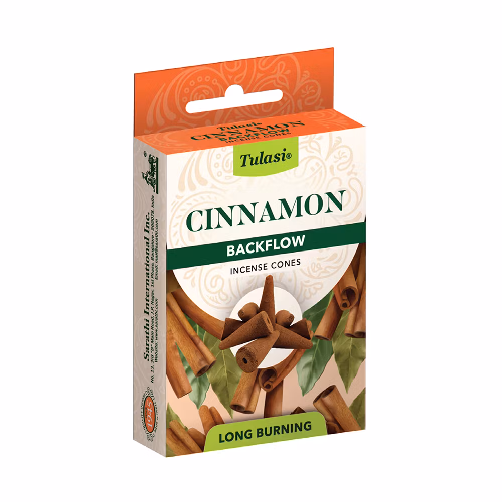 Cinnamon, Kanel, Backflow rökelse, Tulasi