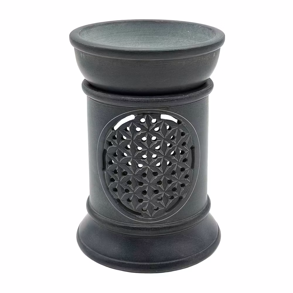 Aromalampa + Rökelsehållare för resin, Grå Sandsten