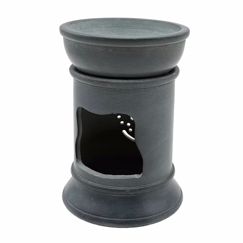 Aromalampa + Rökelsehållare för resin, Grå Sandsten