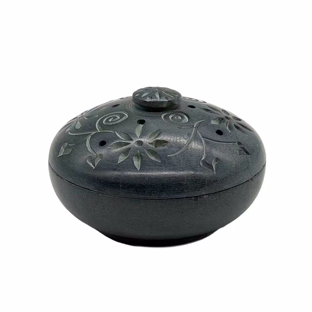 Rund skål med utskuret mönster, Nr 2, Rökelsehållare, Sandsten