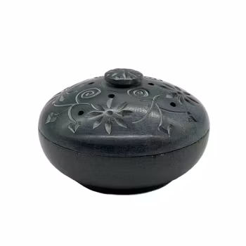 Rund skål med utskuret mönster, Nr 2, Rökelsehållare, Sandsten