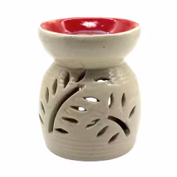 Utskurna mönster, Röd / Beige, Aromalampa - Ojämn i glasyr