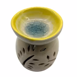 Carved patterns, Yellow / Beige, Aroma lamp - Uneven in glaze