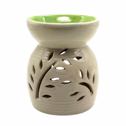 Carved patterns, Green / Beige, Aroma lamp - Uneven in glaze