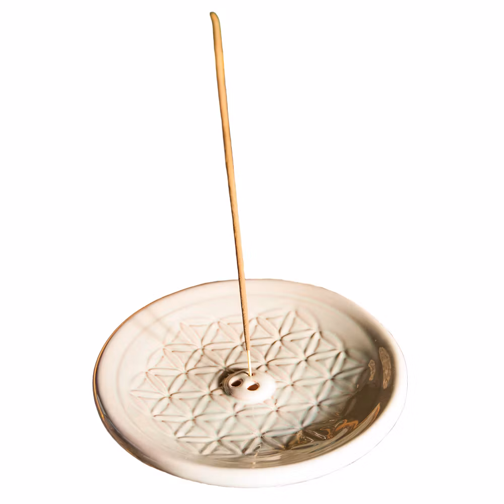 Flower of life, Grå/blå, Rökelsehållare rund