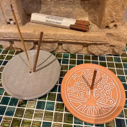 Flower of life, Grå/blå, Rökelsehållare rund