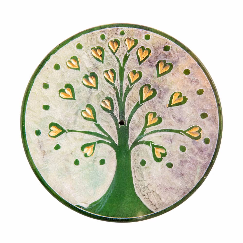 Tree of life, Hjärta Grön, rökelsehållare, Täljsten