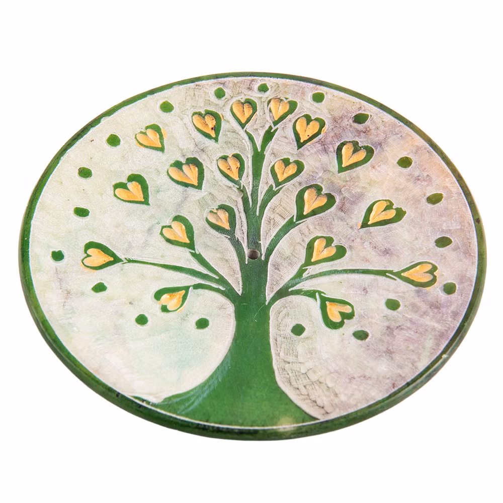 Tree of life, Hjärta Grön, rökelsehållare, Täljsten