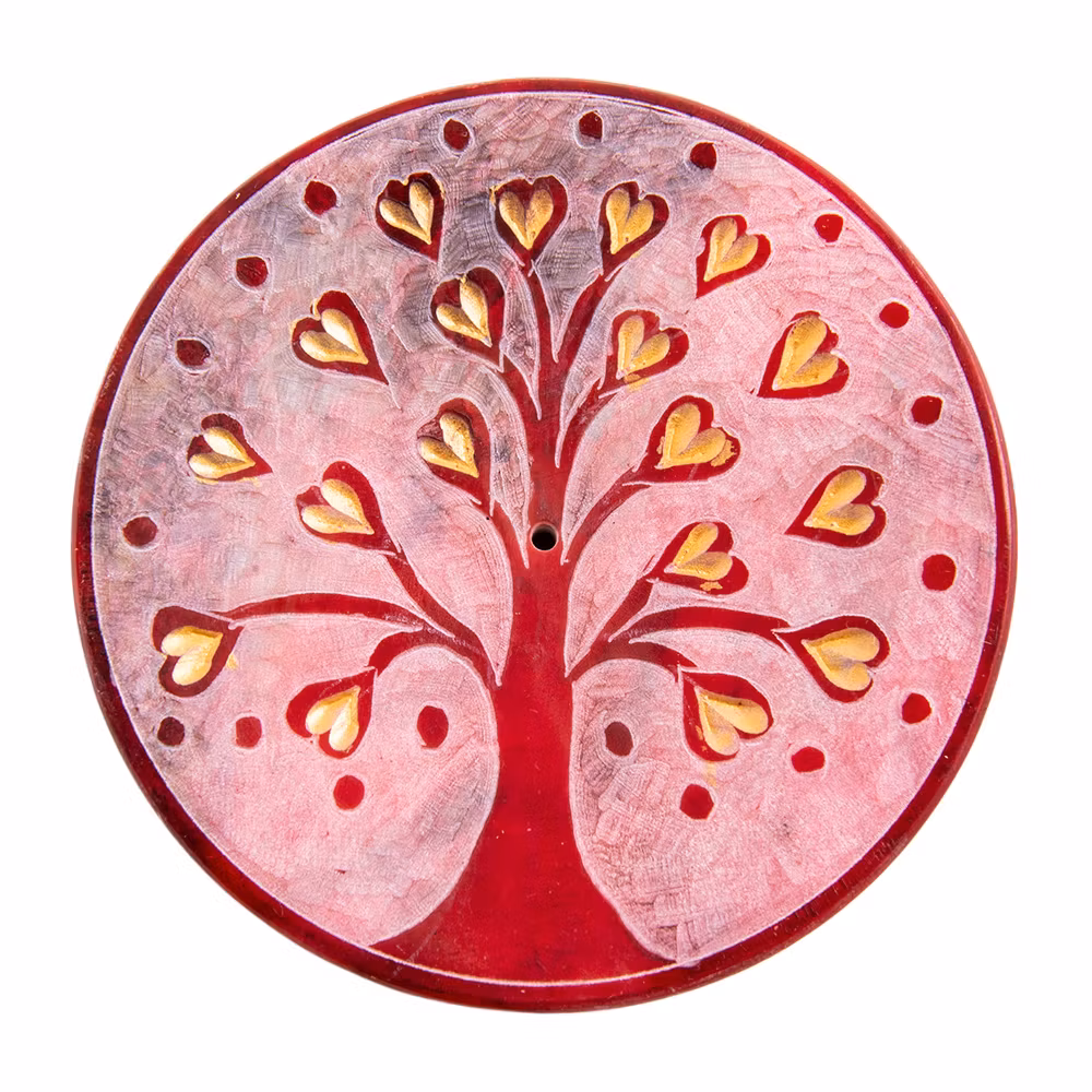 Tree of life, Hjärta röd, rökelsehållare, Täljsten