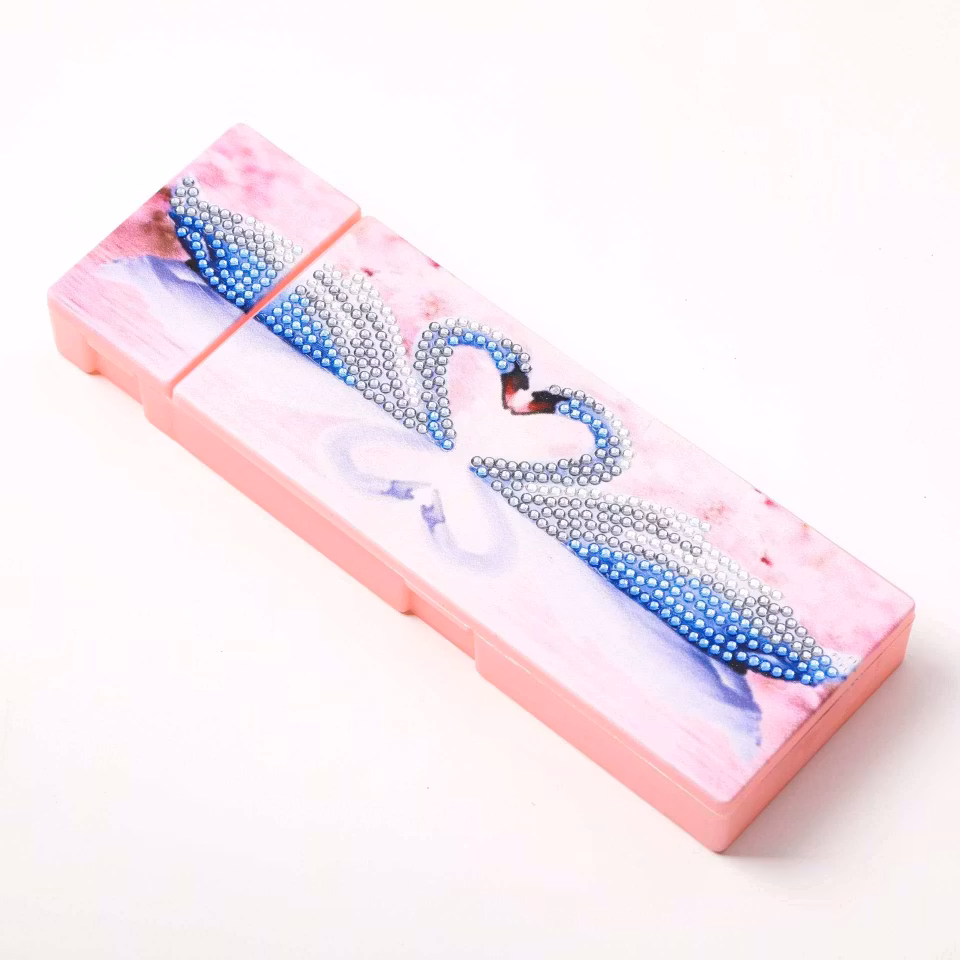 Diamond painting pennskrin, rosa med svanar
