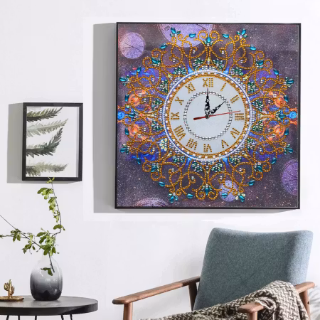 Klocka - Mandala blommor 35x35cm