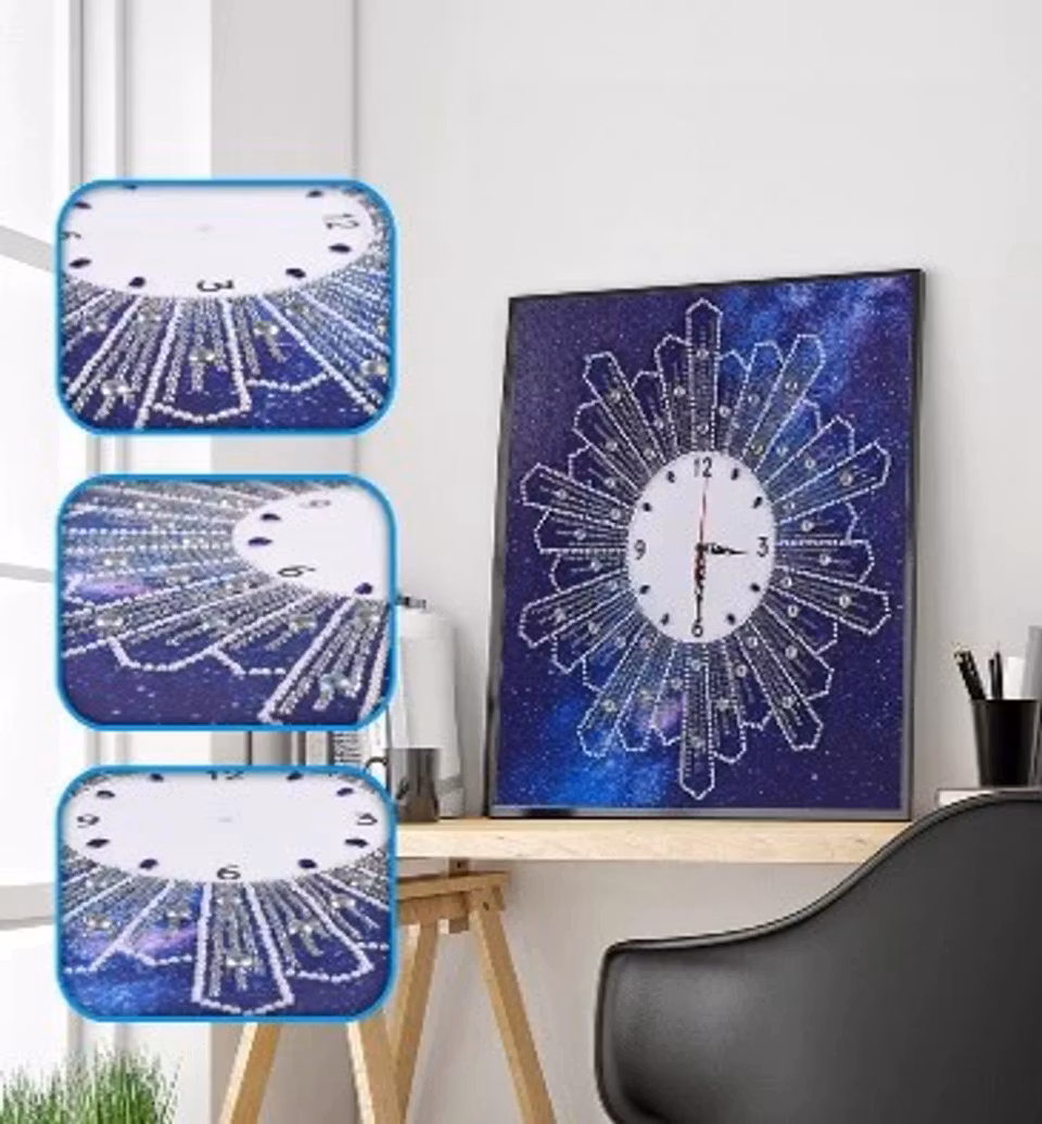 Diamond painting, klocka, 35x35cm, allting medföljer, urverk, pärlor, verktygskit