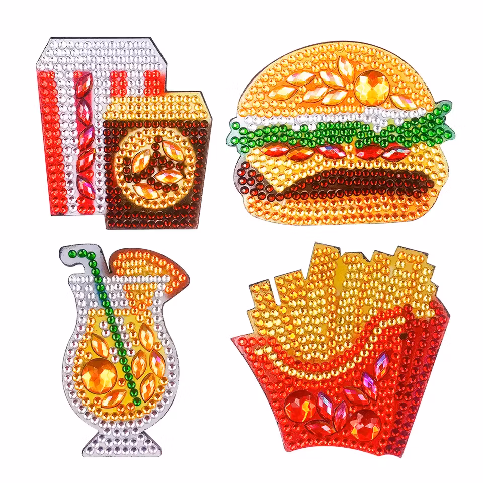 Kylskåpsmagneter, diy, diamond painting, snabbmat