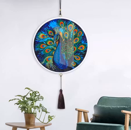 Väggdekoration med glas - Påfågel