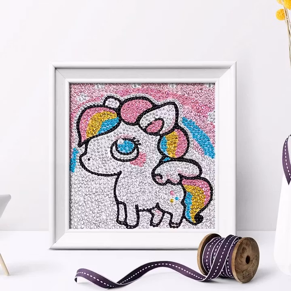 Barntavla, diamond painting, ponny, medföljande träram