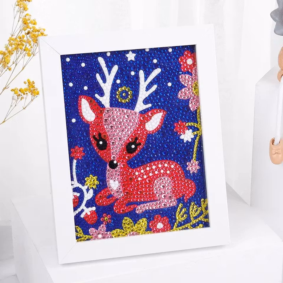 Barntavla, diamond painting, ren, medföljande träram