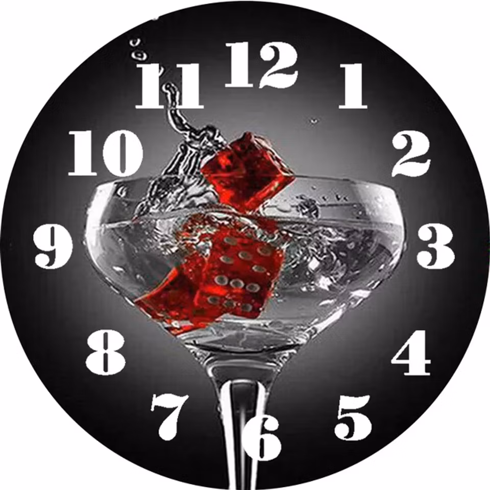 Canvasduk, klocka, diamond painting, martiniglas