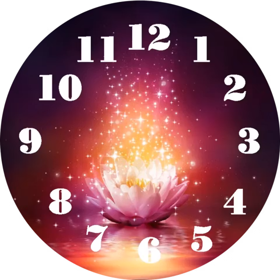 Canvasduk, klocka, diamond painting, lotusblomma