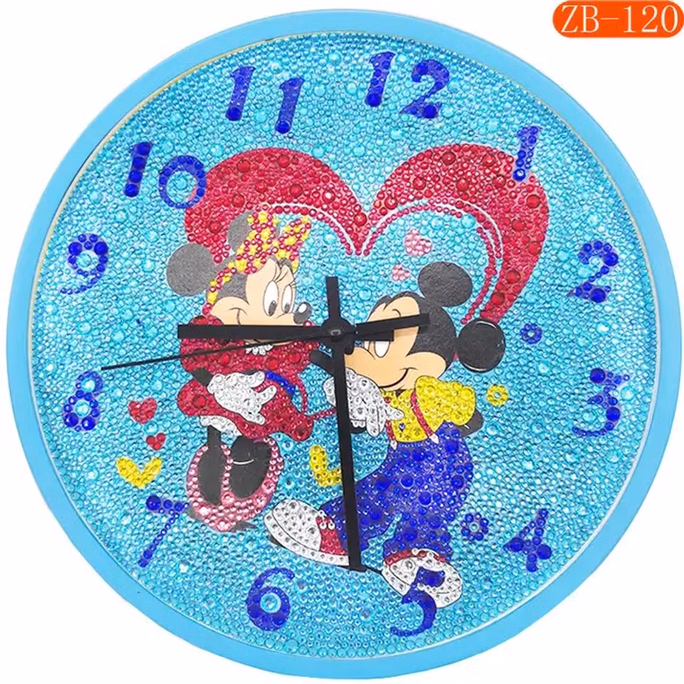 diamond painting, klocka, mickey o mimmi