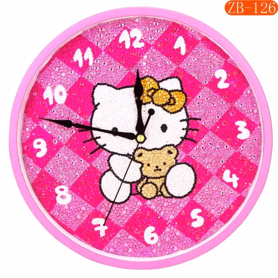 diamond painting, klocka, hello kitty