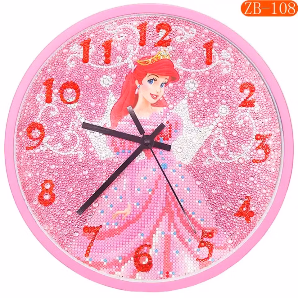 diamond painting, klocka, disneyprinsessa