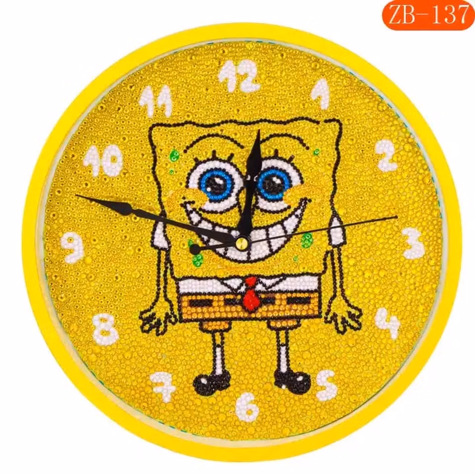 diamond painting, klocka, svampbob
