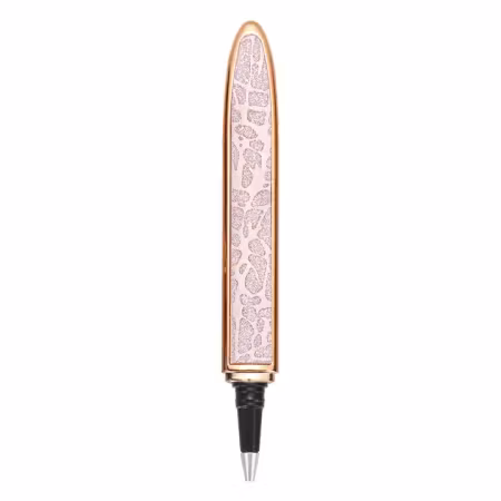 Ergonomisk Duttpenna Roséguld Diamant Ljus Leopard