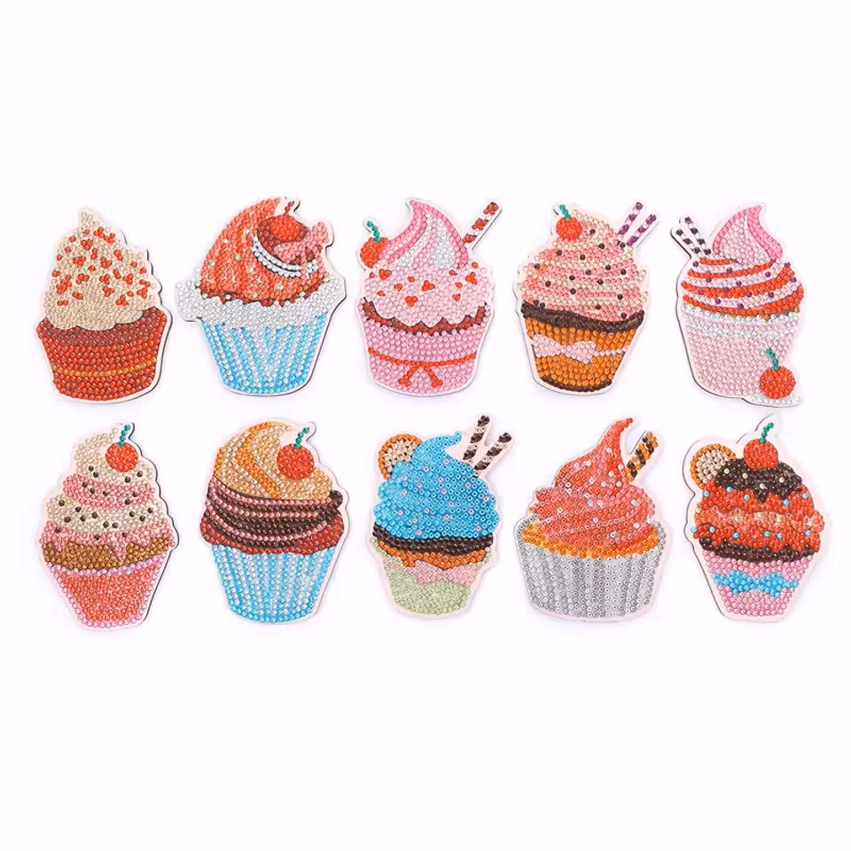 10-pack Diamond Painting Glasunderlägg - Cupcakes
