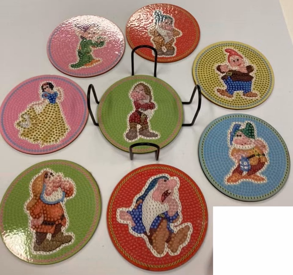 diamond painting, glasunderlägg, sju små dvärgarna