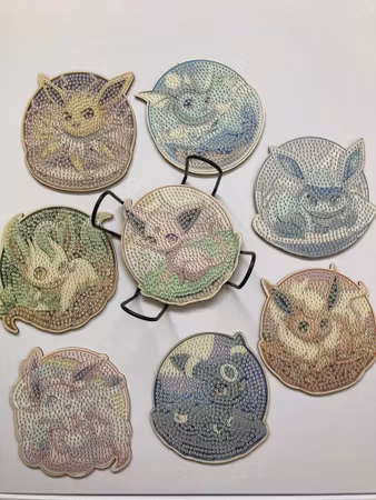 8-pack Diamond Painting Glasunderlägg - Pokémon