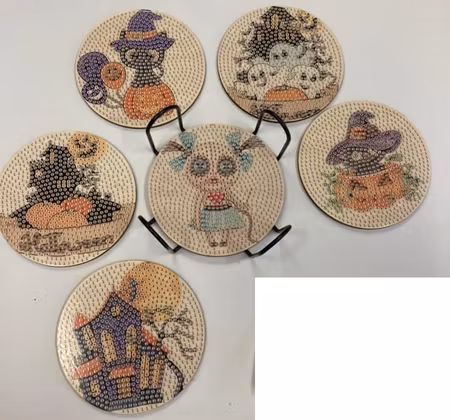 6-pack Diamond Painting Glasunderlägg - Halloween