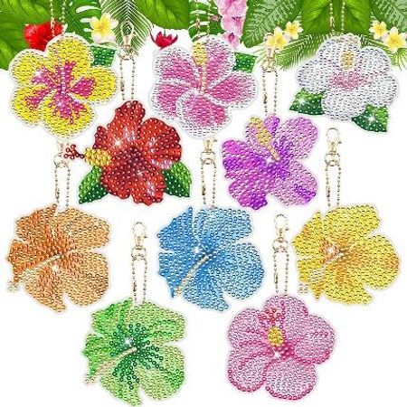 12-pack Diamond Painting Nyckelringar - Blommor