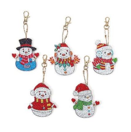 5-pack Diamond Painting Nyckelringar - Snögubbar