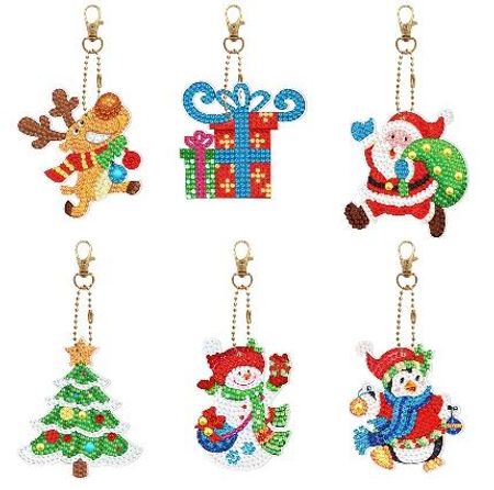 6-pack Diamond Painting Nyckelringar - Julmotiv