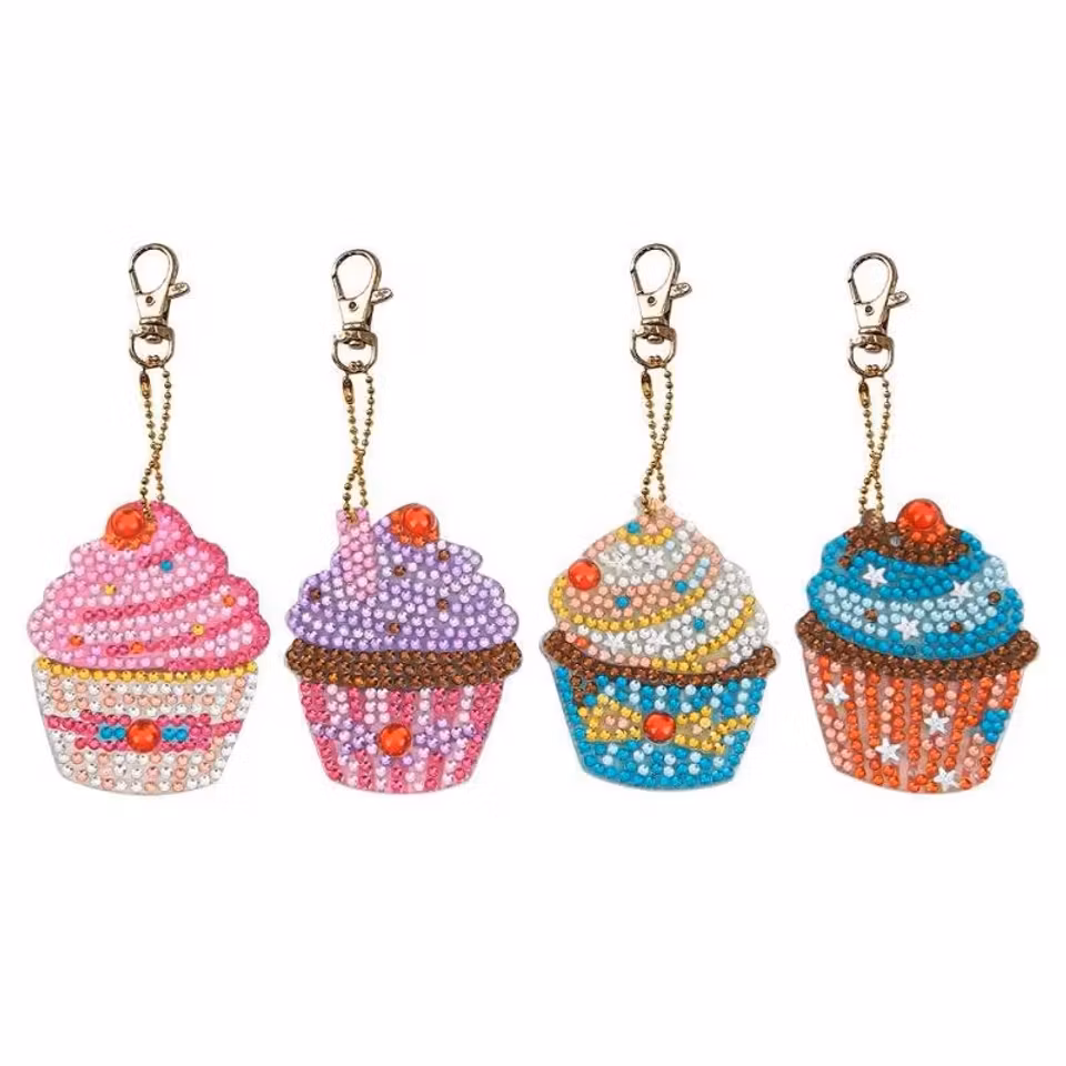 diamond painting nyckelringar, cupcakes