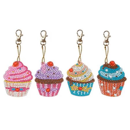 4-pack Diamond Painting Nyckelringar - Cupcakes