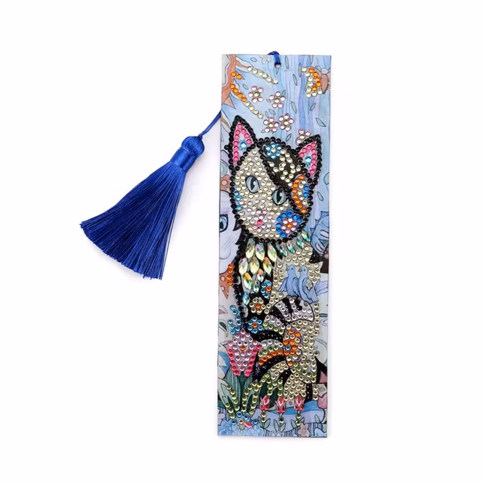 diamond painting bokmärke, mandala katt