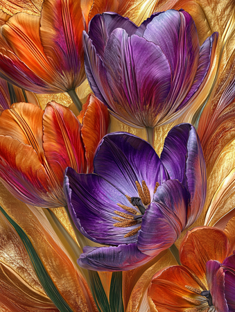 Diamond Painting Akryl - Gyllene Tulpaner 20x30cm