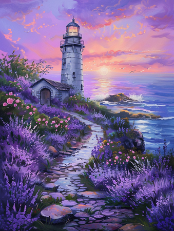 Diamond Painting Akryl - Fyr vid havet 20x30cm