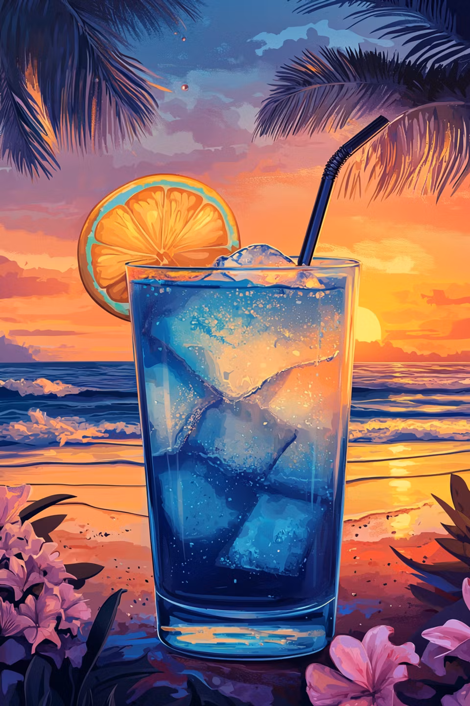 diamond painting, drink på stranden