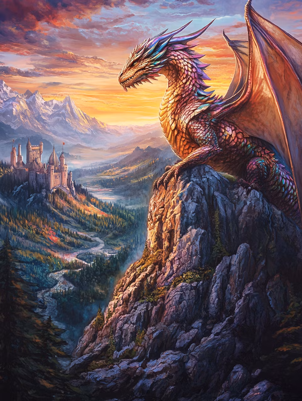 diamond painting, skimrande drake