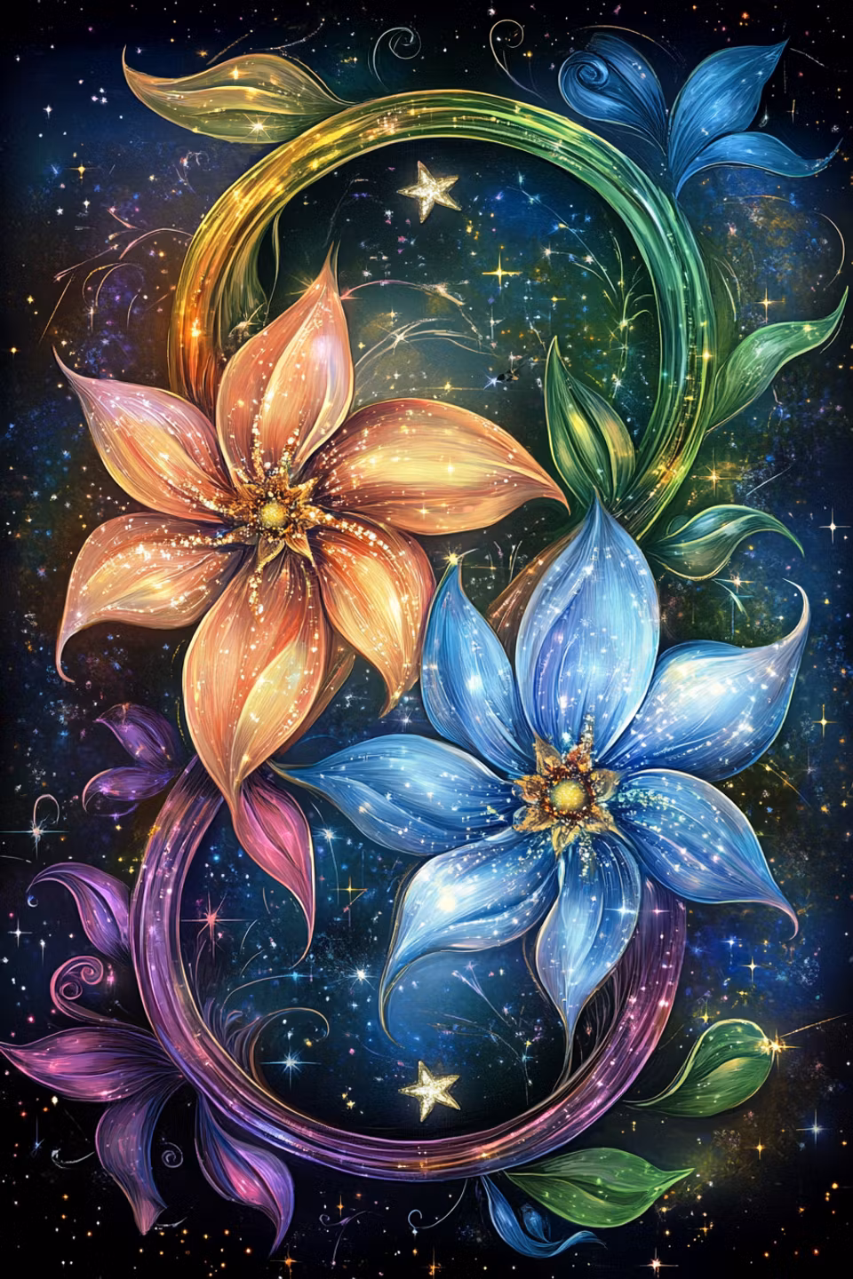 diamond painting, blomdekorerat evighetstecken