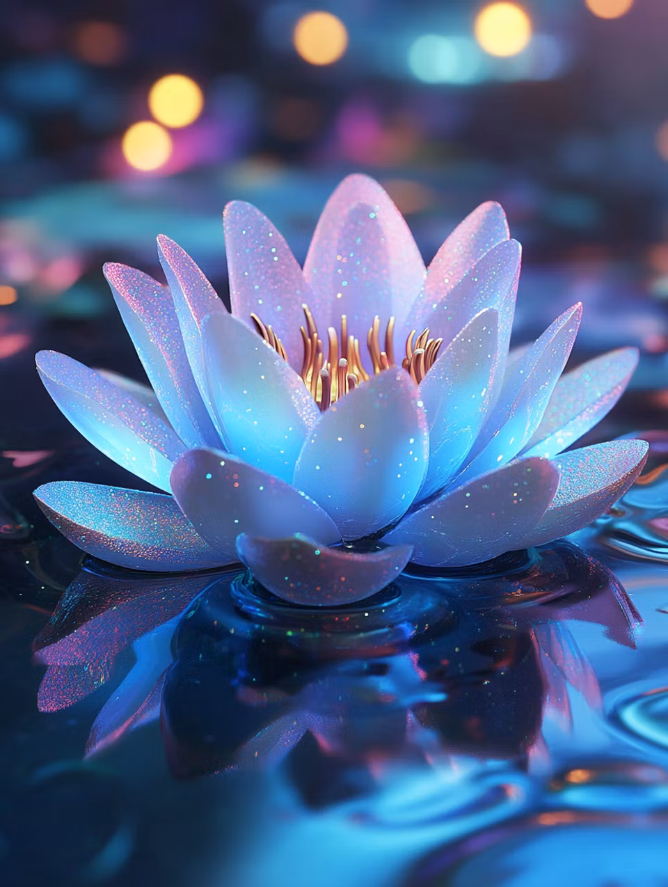 korsstygn, lotus på vatten