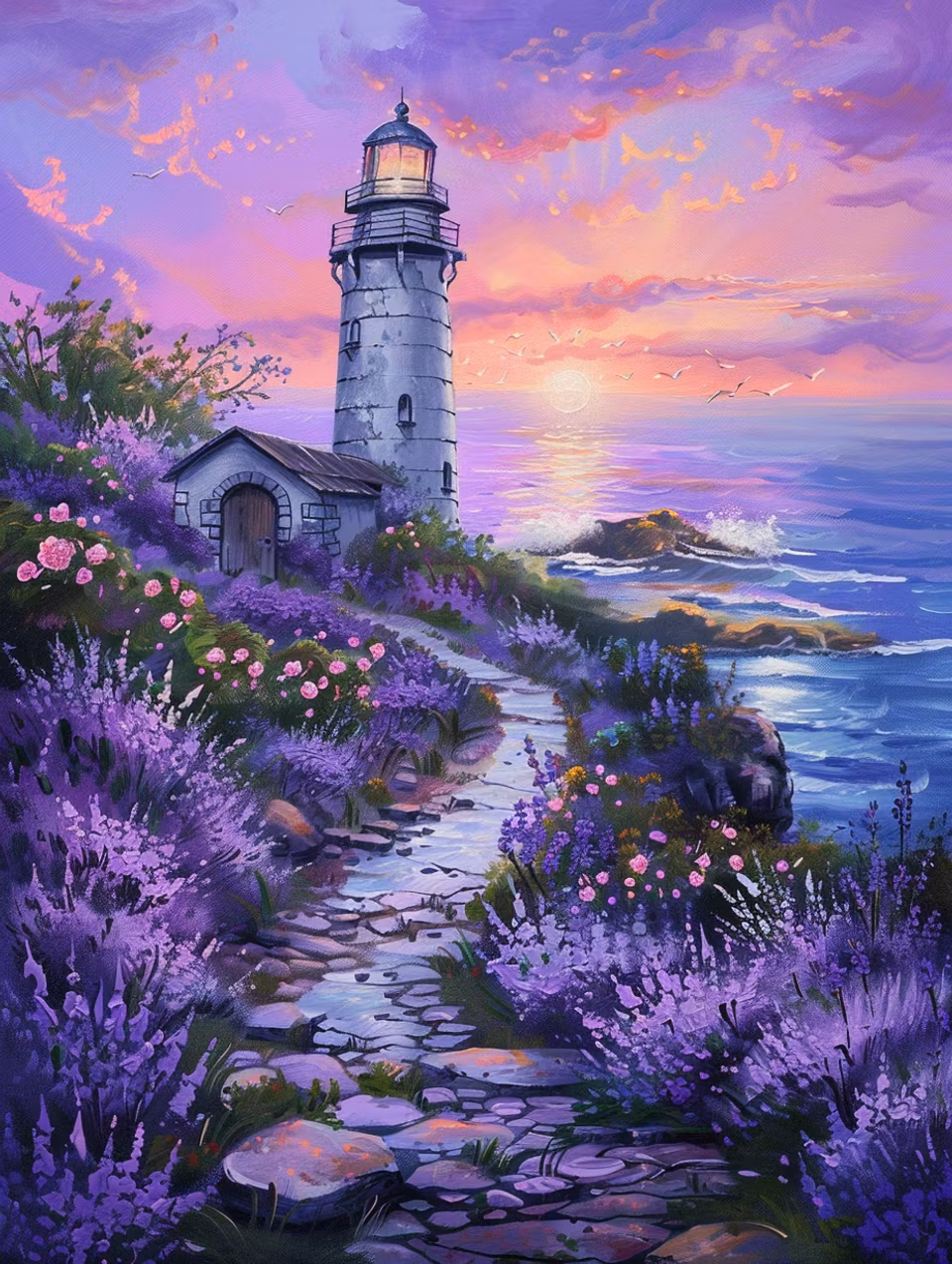 paint by numbers, fyr vid havet