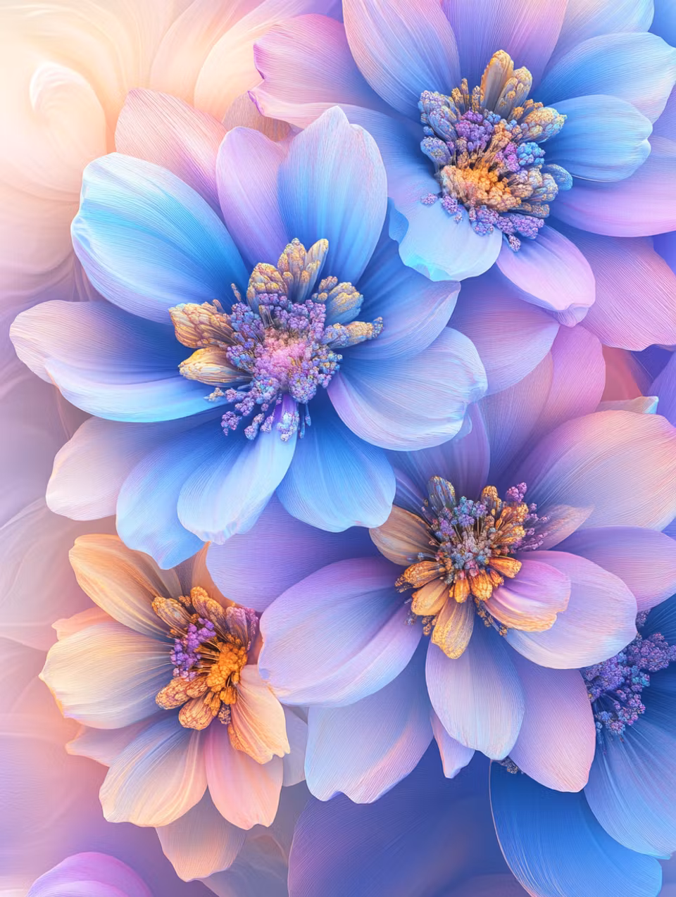 paint by number, pastellfärgade blommor