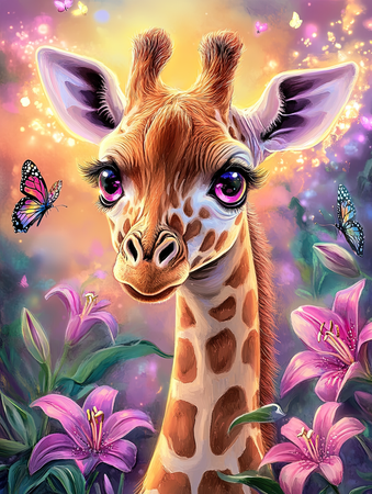 Korsstygn - Giraff 40x50cm